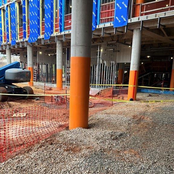 Concrete pillars protected with SkudoBoard Column Guard